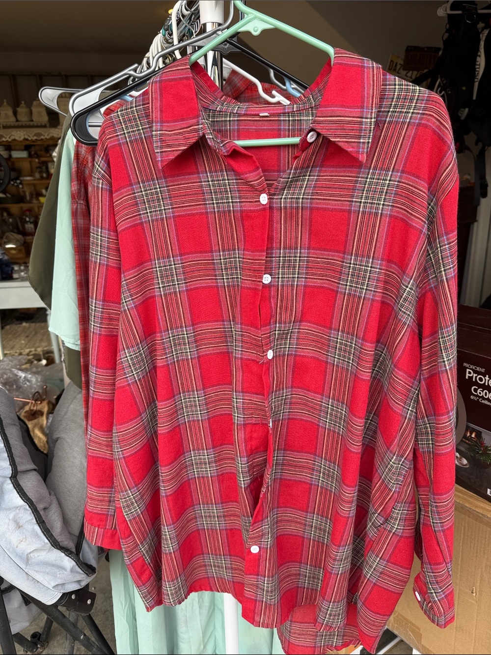 & Other Stories Red Plaid Button-Down Shirt
